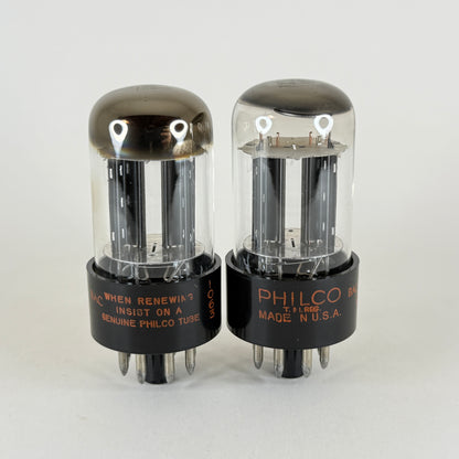 Matched Pair Philco 12SN7GTA Tubes Codes BAC Black Plates Halo Getters 12SN7GT A