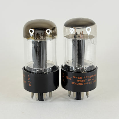 Matched Pair Philco 12SN7GTA Tubes Codes BAC Black Plates Halo Getters 12SN7GT A