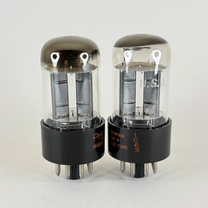 Matched Pair Philco 12SN7GTA Tubes Codes BAC Black Plates Halo Getters 12SN7GT A
