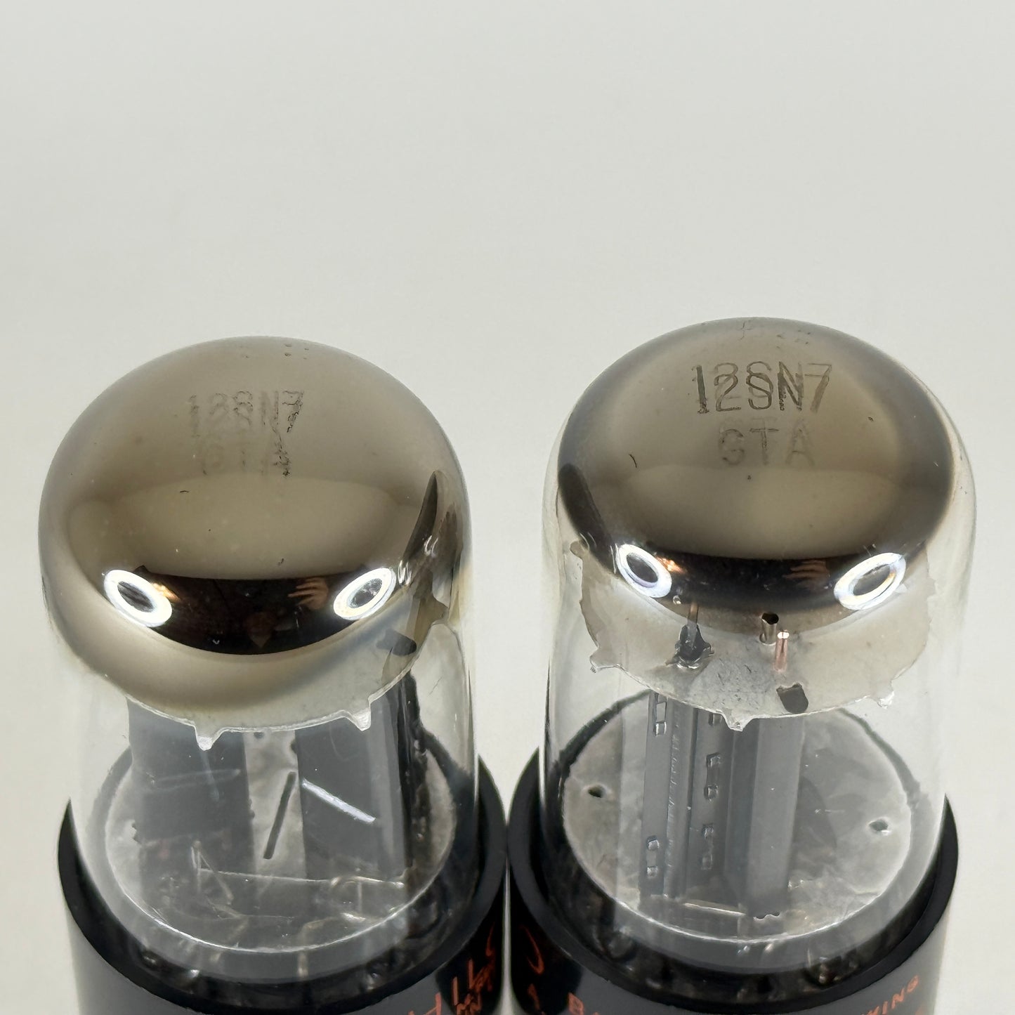 Matched Pair Philco 12SN7GTA Tubes Codes BAC Black Plates Halo Getters 12SN7GT A