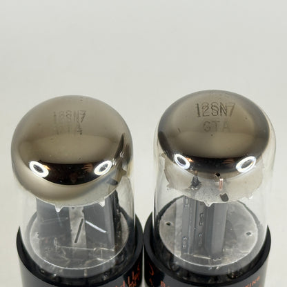Matched Pair Philco 12SN7GTA Tubes Codes BAC Black Plates Halo Getters 12SN7GT A