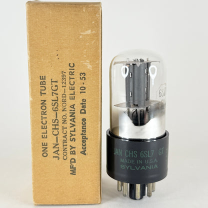(1) Tested Balanced 1953 Sylvania JAN CHS 6SL7GT Tube & Box Code 343 Gray Plates