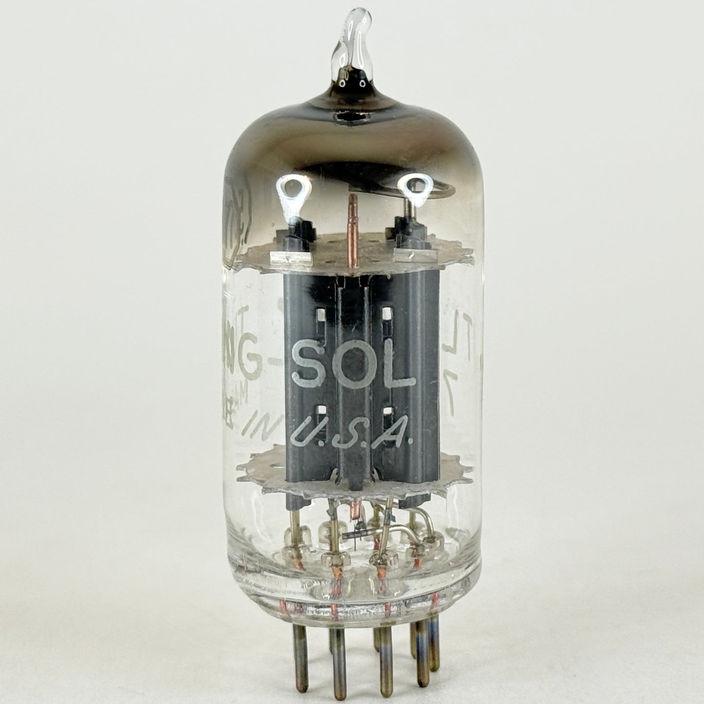 (1) Tested Strong 1957 Tung Sol JTL 5687 Tube Black Plates Copper Rods Code 748