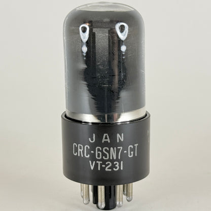 (1) Tested Balanced RCA JAN CRC 6SN7GT Tube VT-231 Black Plates Gray Glass V2E
