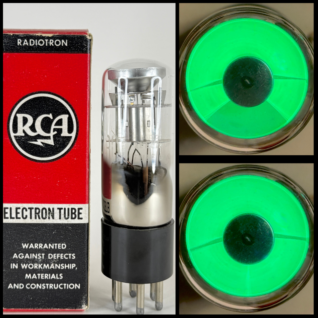 (1) Tested RCA 6AB5 6N5 Eye Tube Bright Green Indicator 6AB5/6N5 Tube Magic Eye