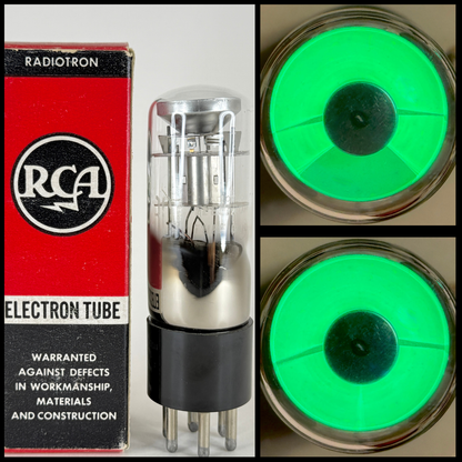 (1) Tested RCA 6AB5 6N5 Eye Tube Bright Green Indicator 6AB5/6N5 Tube Magic Eye