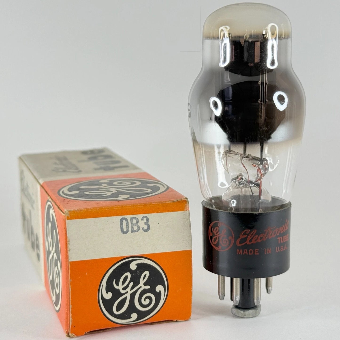 (1) Tested GE 0B3 Tube Red Letter with Box Code 63-52 Voltage Regulator Tube