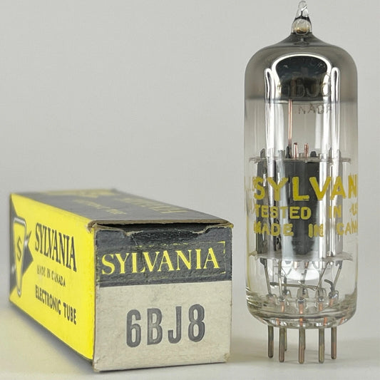 (1) Tested Sylvania 6BJ8 Tube with Box Date Code NR KAB Canada Twin Diode Triode