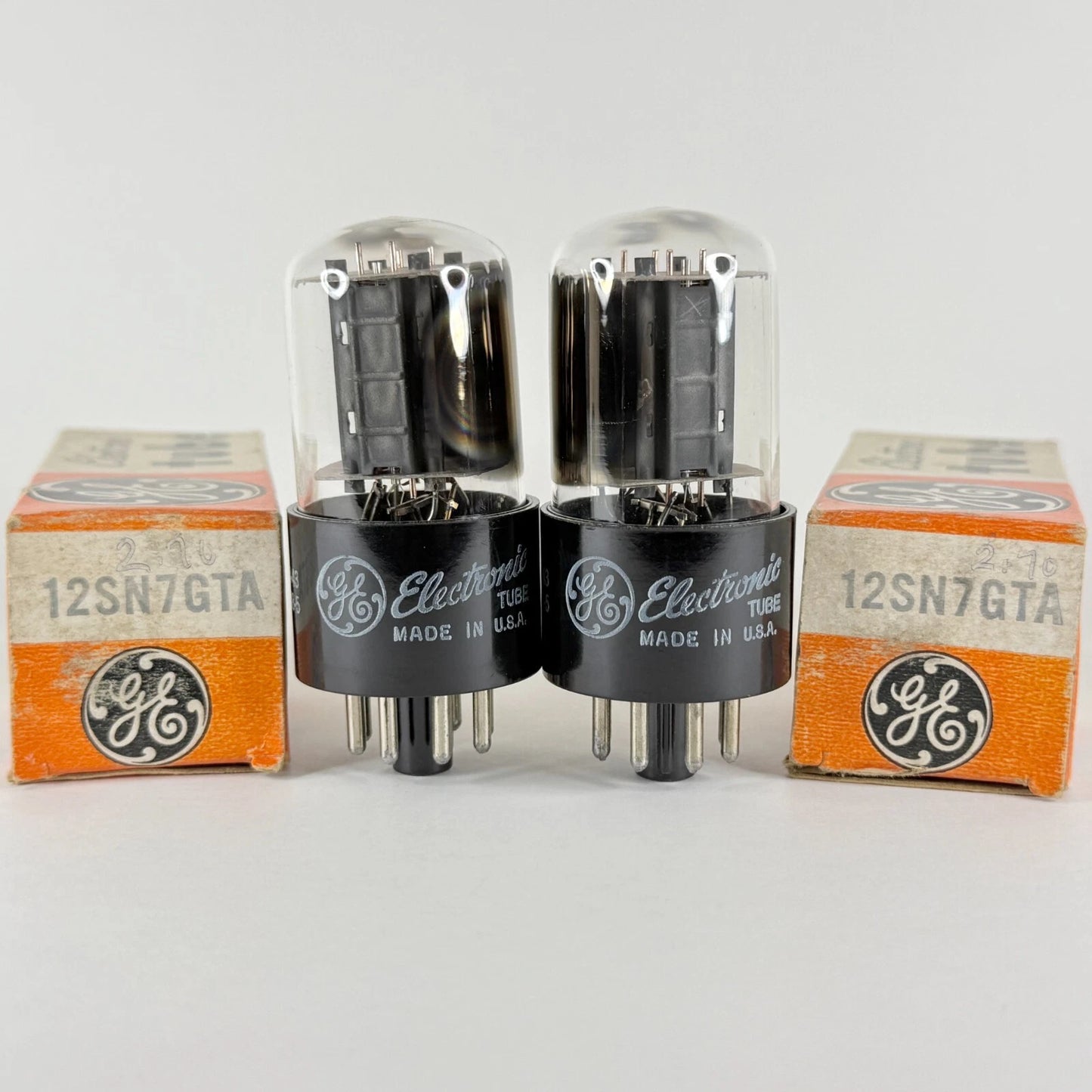 Tested Matched Pair GE 12SN7GTA Tubes Gray Plates Date Codes 58-43 12SN7 GTA