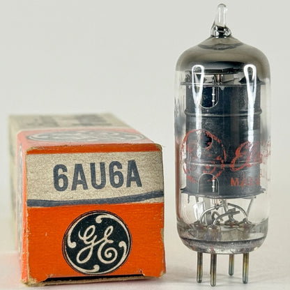(1) Tested GE 6AU6A Tube with Box Red Letter 6AU6 A Sharp Cutoff Pentode Tube
