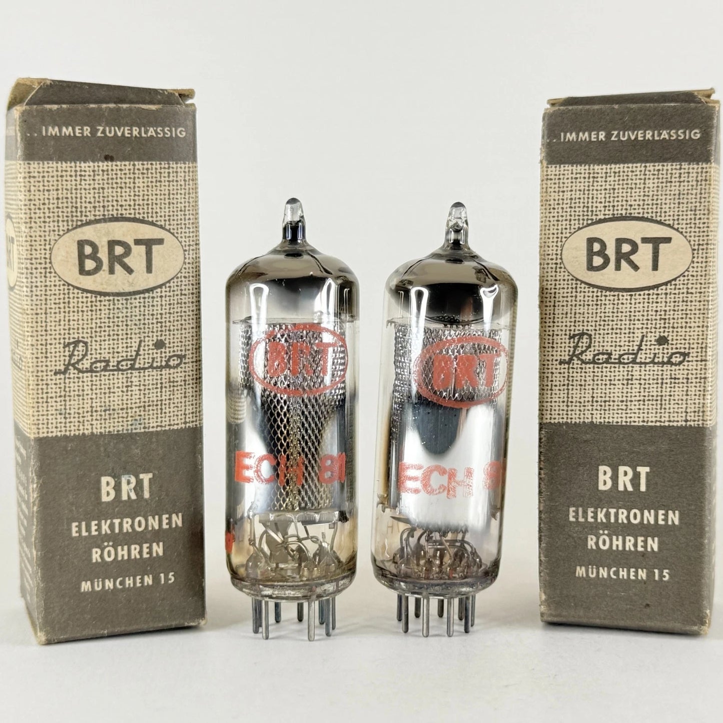 Tested Matched Pair BRT Radio ECH81 Tubes (6AJ8 Tubes) with Boxes Codes YD1 7H