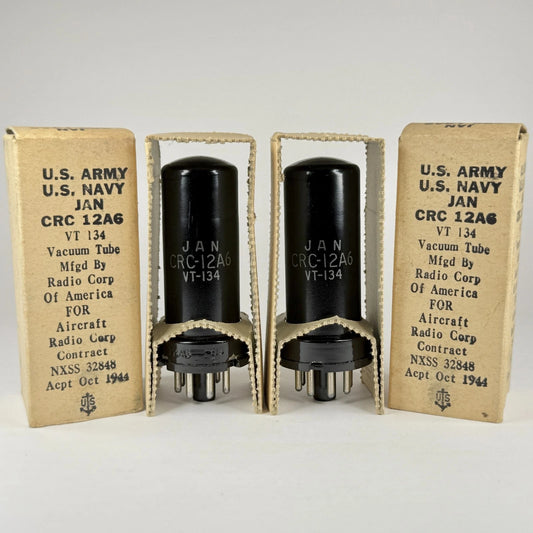 Tested 1944 Matched Pair Mil Spec RCA JAN CRC 12A6 Tubes Date Codes H6E (a)