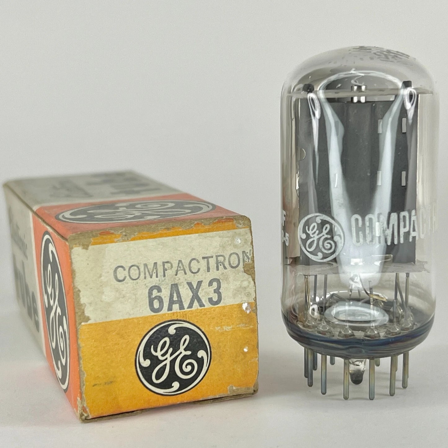 (1) Tested GE 6AX3 Compactron Tube with Box Date Code JF Half Wave Rectifier