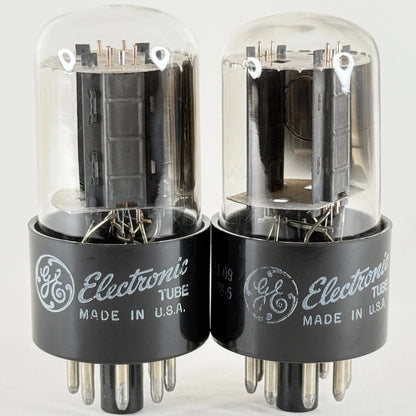 Tested Matched Pair GE 6SN7 GTB Tubes Copper Grid Posts Horseshoe 62-26 & 61-09