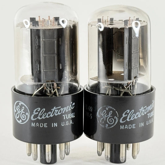 Tested Matched Pair GE 6SN7 GTB Tubes Copper Grid Posts Horseshoe 62-26 & 61-09