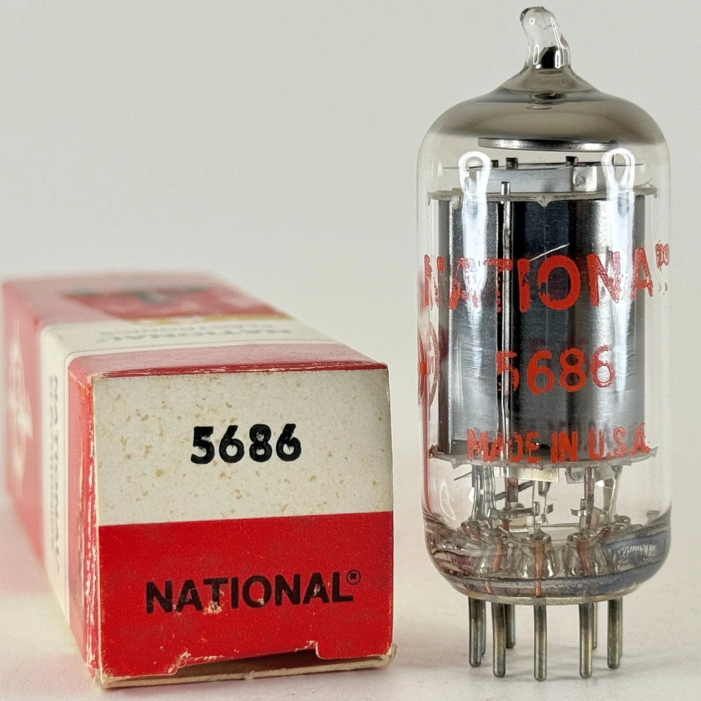 (1) Tested National Electronics 5686 Tube with Box Beam Power Vacuum Tube (a)