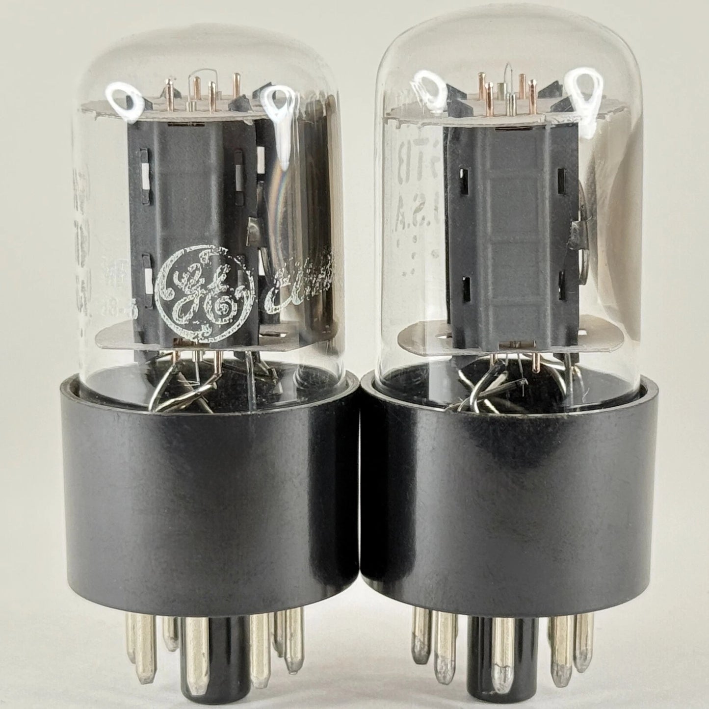 Matched Pair GE 6SN7GTB Tubes Glow Top Filament O Getter Code MF 6SN7GT
