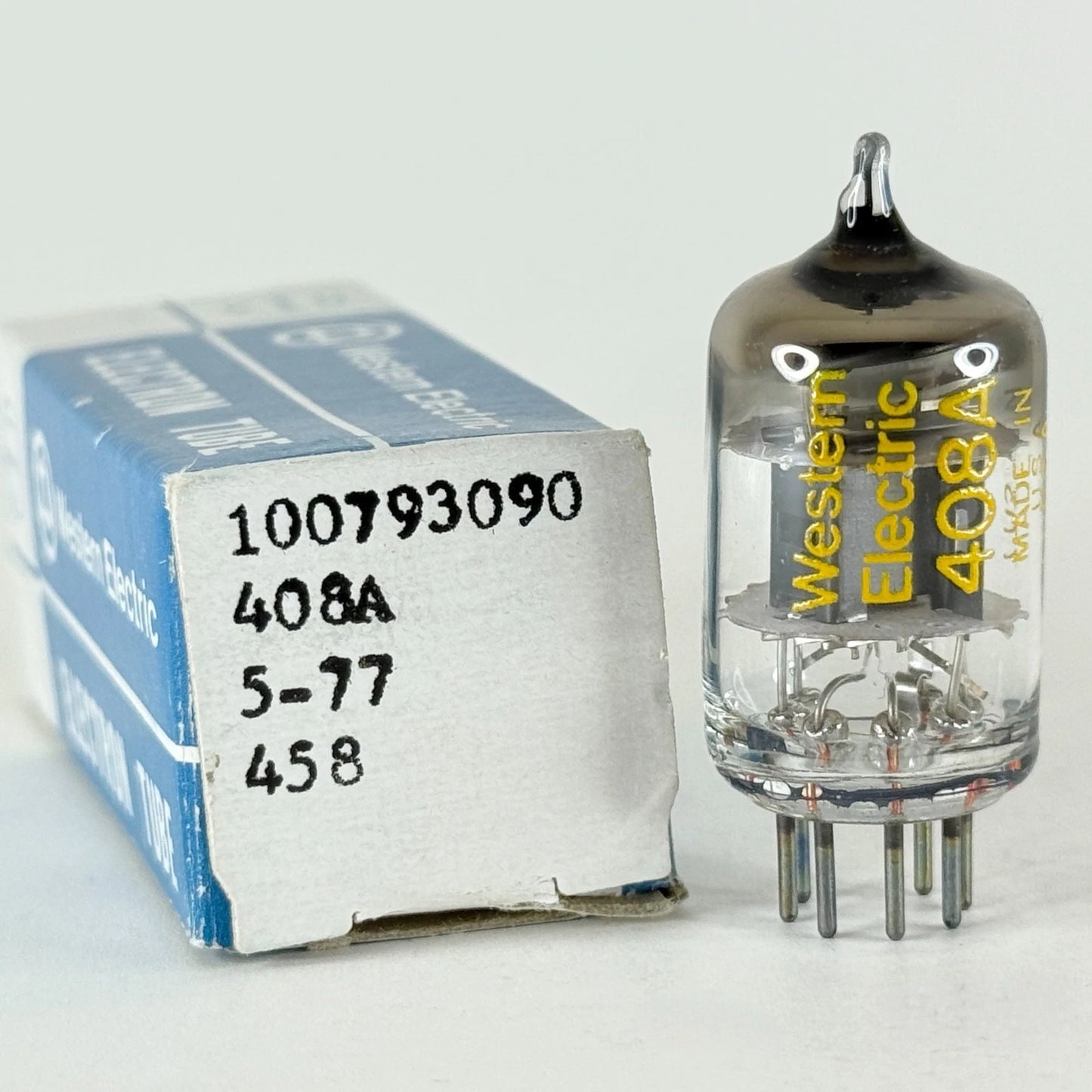 (1) Tested 1977 Western Electric 408A Tube & Box Black Plates O Halo Code 7713