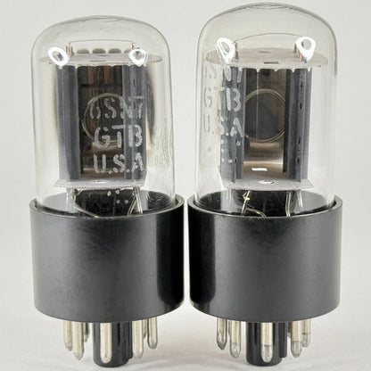 Matched Pair GE 6SN7GTB Tubes Glow Top Filament O Getter Code MF 6SN7GT
