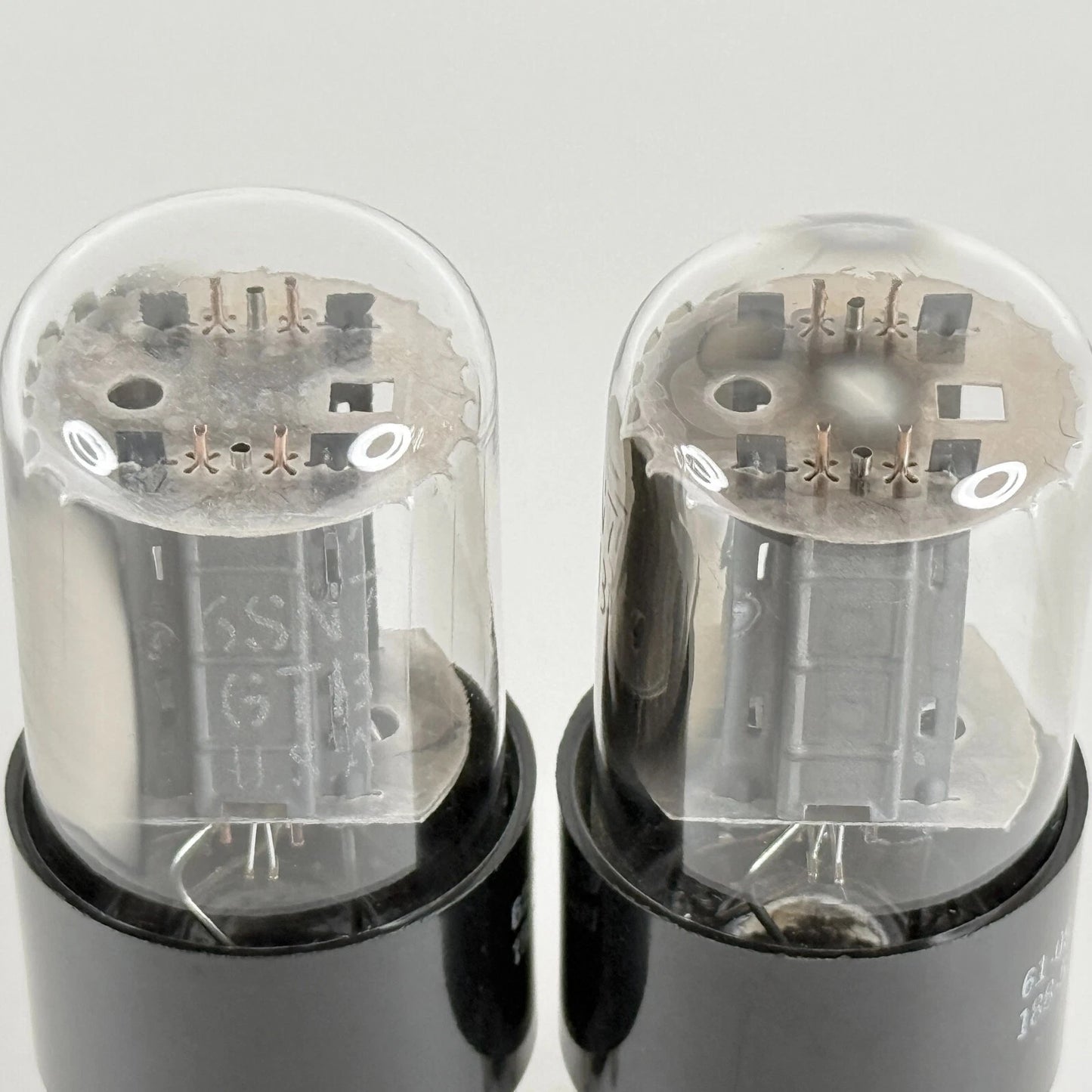 Tested Matched Pair GE 6SN7 GTB Tubes Copper Grid Posts Horseshoe 62-26 & 61-09