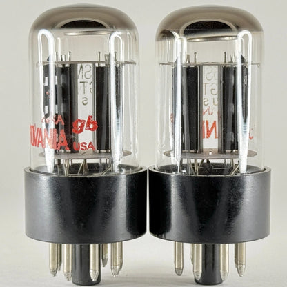 Matched Sylvania 6SN7GTB Tubes Red Letters On Glass ANA GB Black Plates 6SN7GT