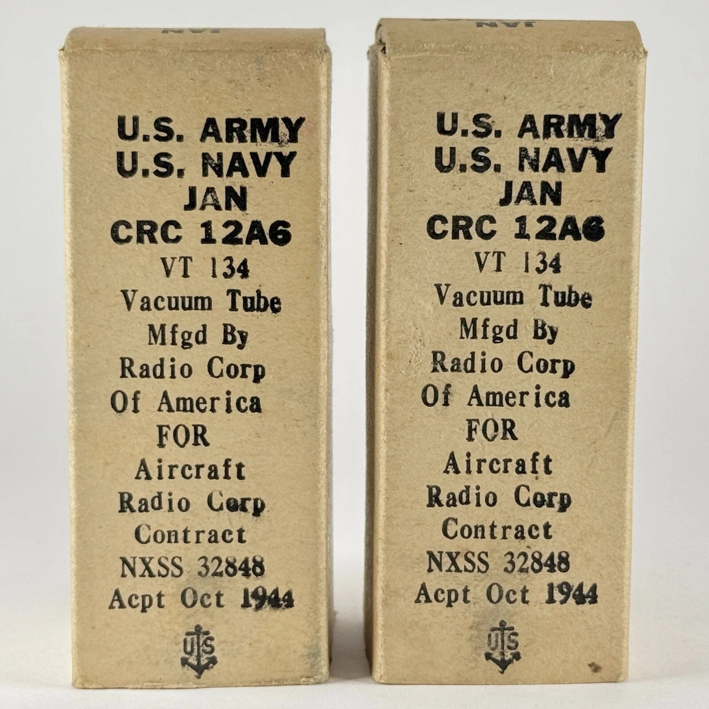 Tested 1944 Matched Pair Mil Spec RCA JAN CRC 12A6 Tubes Date Codes H6E (a)