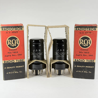 Matched Pair 1943 RCA JAN CRC 12SK7 Tubes Codes H6E RCA VT-131 Tubes (b)