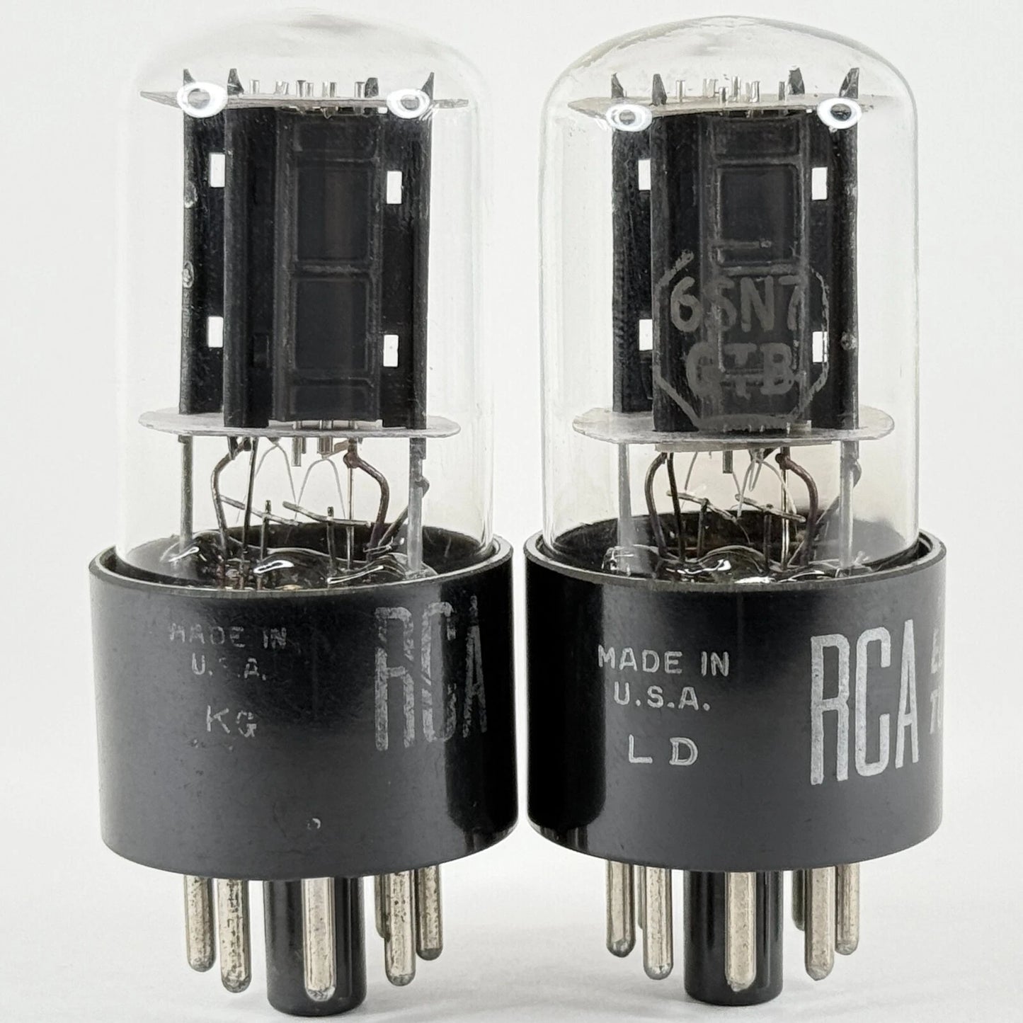 Tested Matched Pair RCA 6SN7GTB Tubes Black Plates Codes LD & KG 6SN7GT