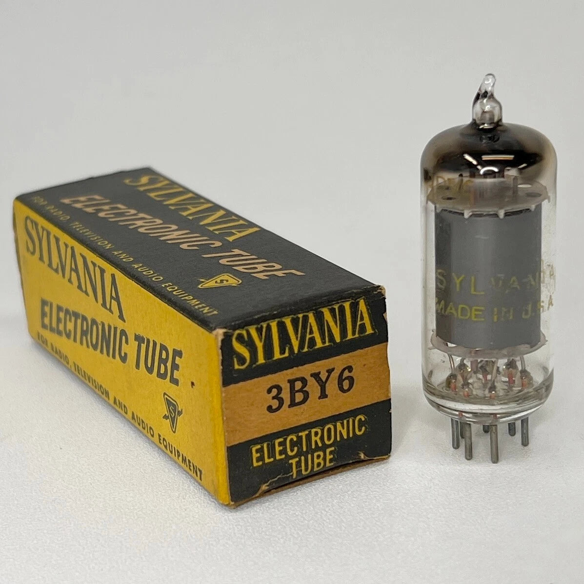 (1) Tested 1956 Sylvania 3BY6 Tube with Box Code CB Pentagrid Amplifier Tube (a)