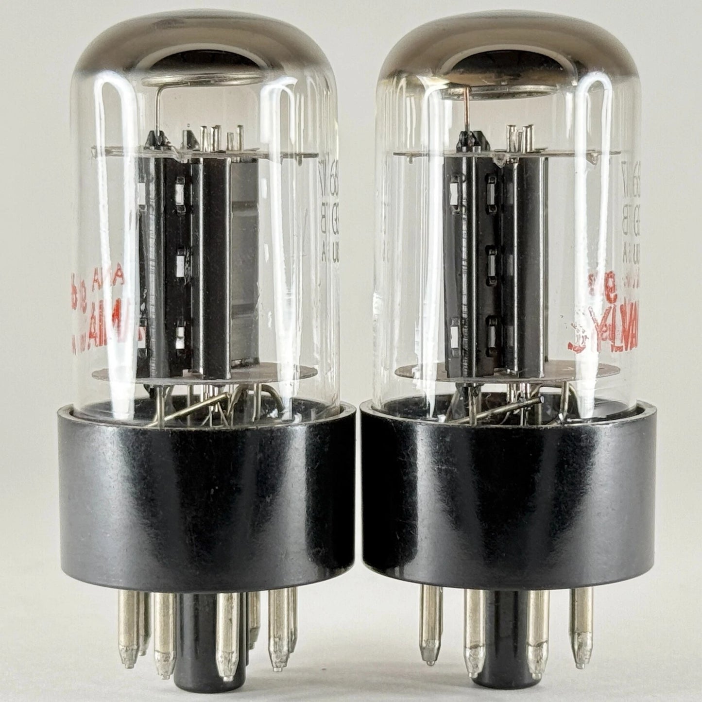 Matched Sylvania 6SN7GTB Tubes Red Letters On Glass ANA GB Black Plates 6SN7GT