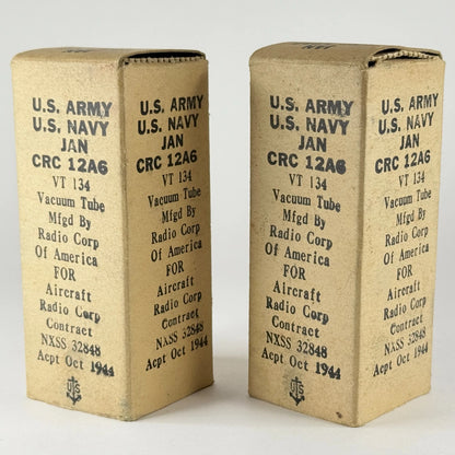Tested 1944 Matched Pair Mil Spec RCA JAN CRC 12A6 Tubes Date Codes H6E (a)