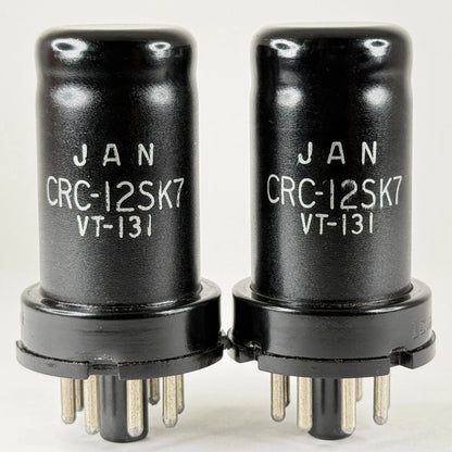 Matched Pair 1943 RCA JAN CRC 12SK7 Tubes Codes H6E RCA VT-131 Tubes (b)