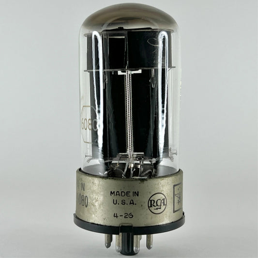 (1) Tested Balanced RCA JAN CRC 6080 Tube Code 4-26 Black Plate RCA 6080 Tube