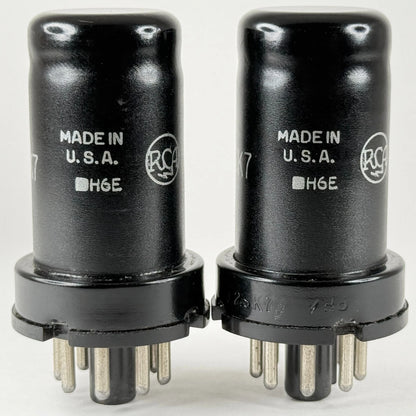 Matched Pair 1943 RCA JAN CRC 12SK7 Tubes Codes H6E RCA VT-131 Tubes (b)