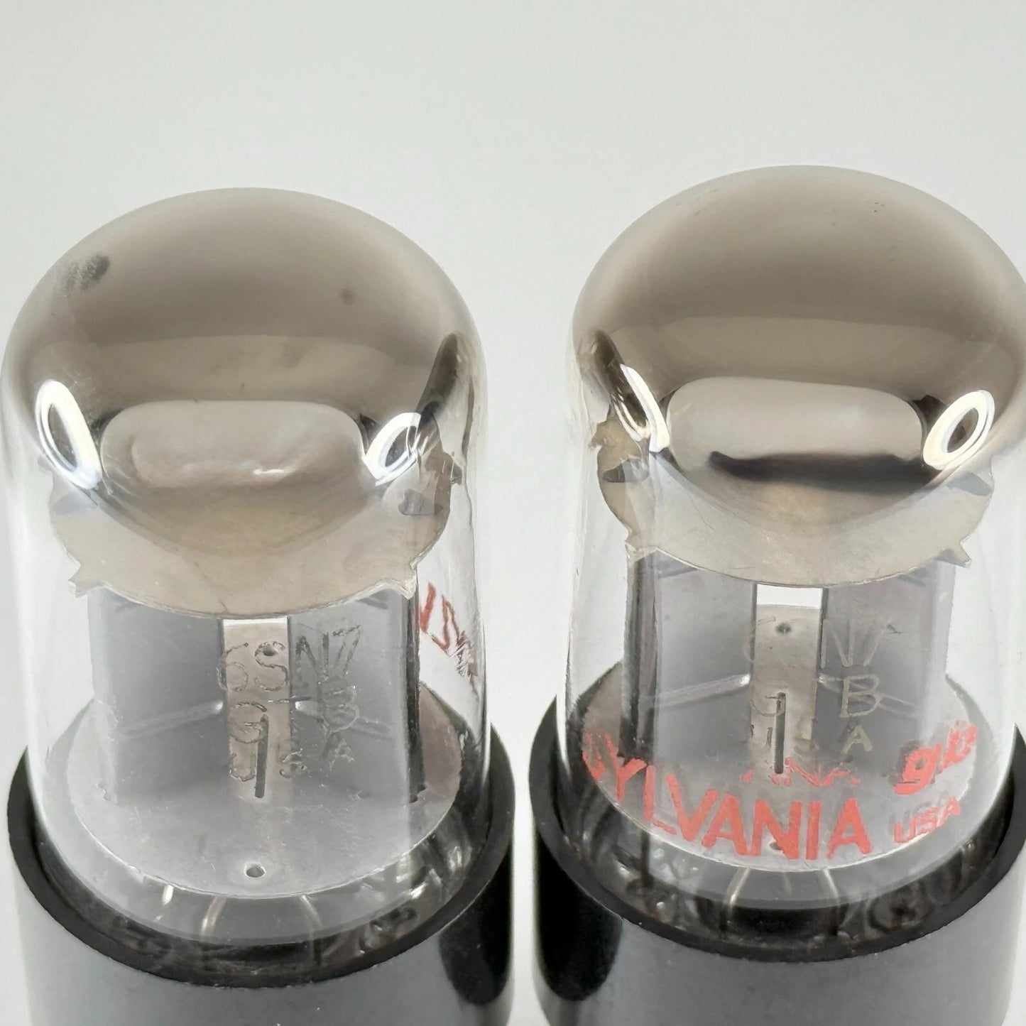 Matched Sylvania 6SN7GTB Tubes Red Letters On Glass ANA GB Black Plates 6SN7GT