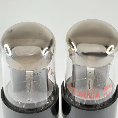 Matched Sylvania 6SN7GTB Tubes Red Letters On Glass ANA GB Black Plates 6SN7GT