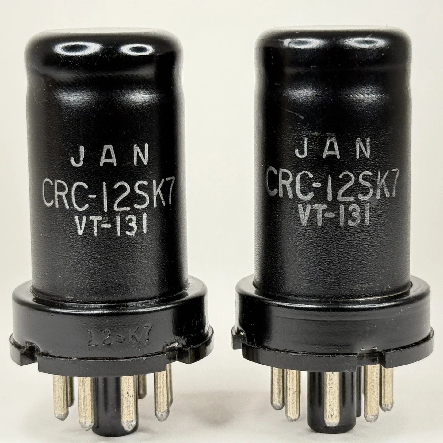 Matched Pair 1943 RCA JAN CRC 12SK7 Tubes Codes H5E & H6E RCA VT-131 Tubes (a)