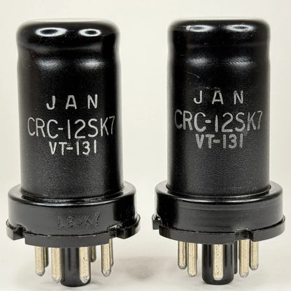 Matched Pair 1943 RCA JAN CRC 12SK7 Tubes Codes H5E & H6E RCA VT-131 Tubes (a)