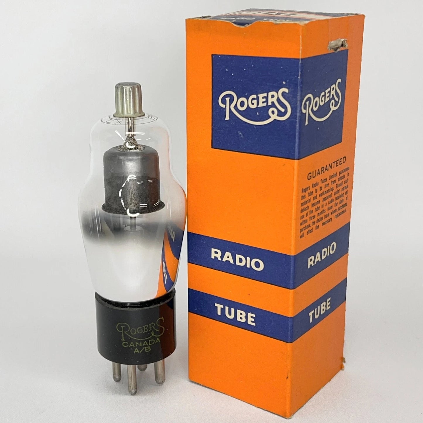 (1) Tested Strong Rogers 2X2 Tube with Box Made in Canada Vacuum Rectifier Tube
