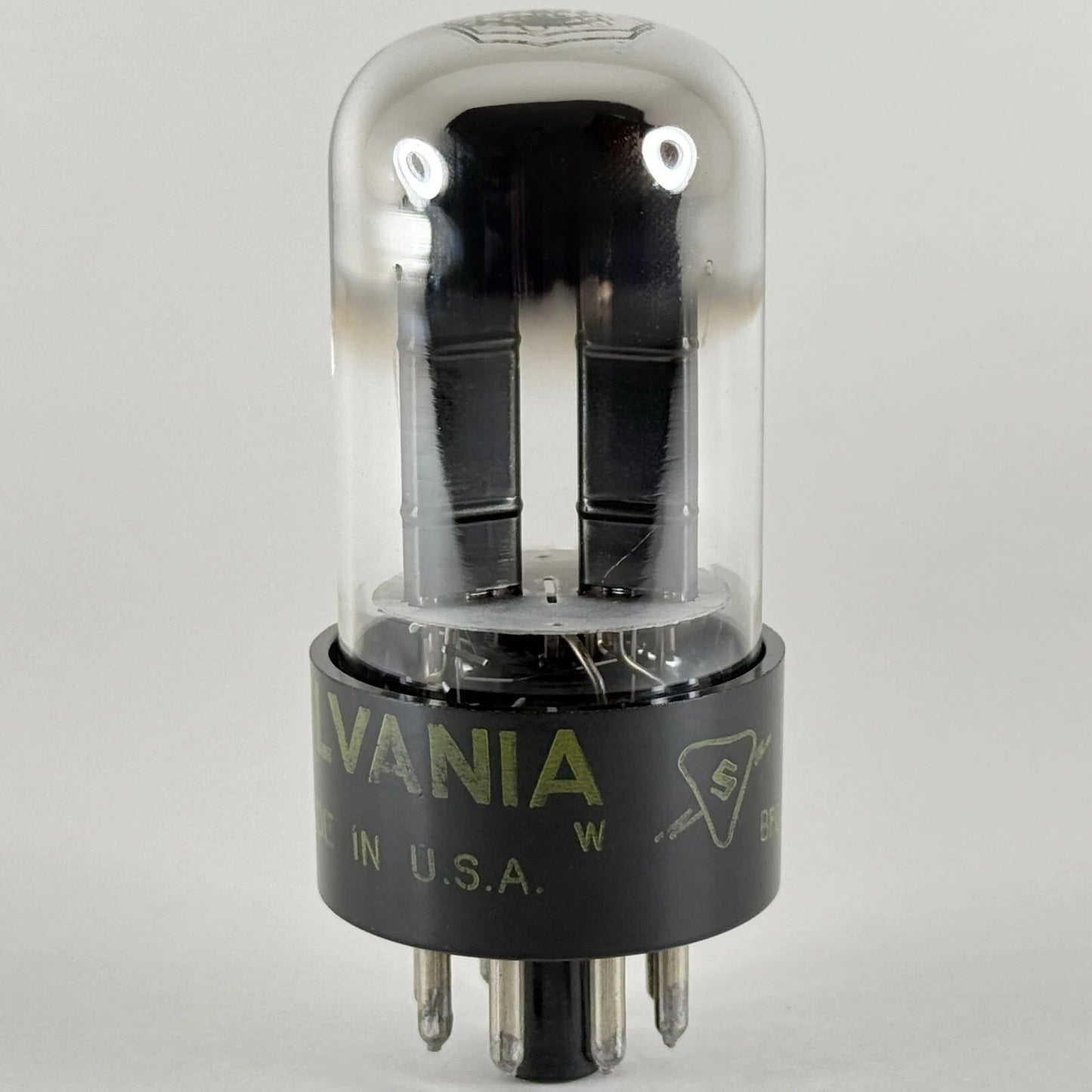 (1) Tested Sylvania 1958 6SN7GTB Tube Black Angled T Plates Code EM BFO 6SN7GT