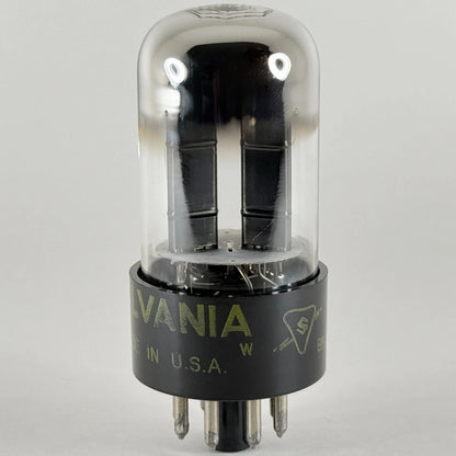 (1) Tested Sylvania 1958 6SN7GTB Tube Black Angled T Plates Code EM BFO 6SN7GT