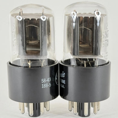 Tested Matched Pair GE 12SN7GTA Tubes Gray Plates Date Codes 58-43 12SN7 GTA