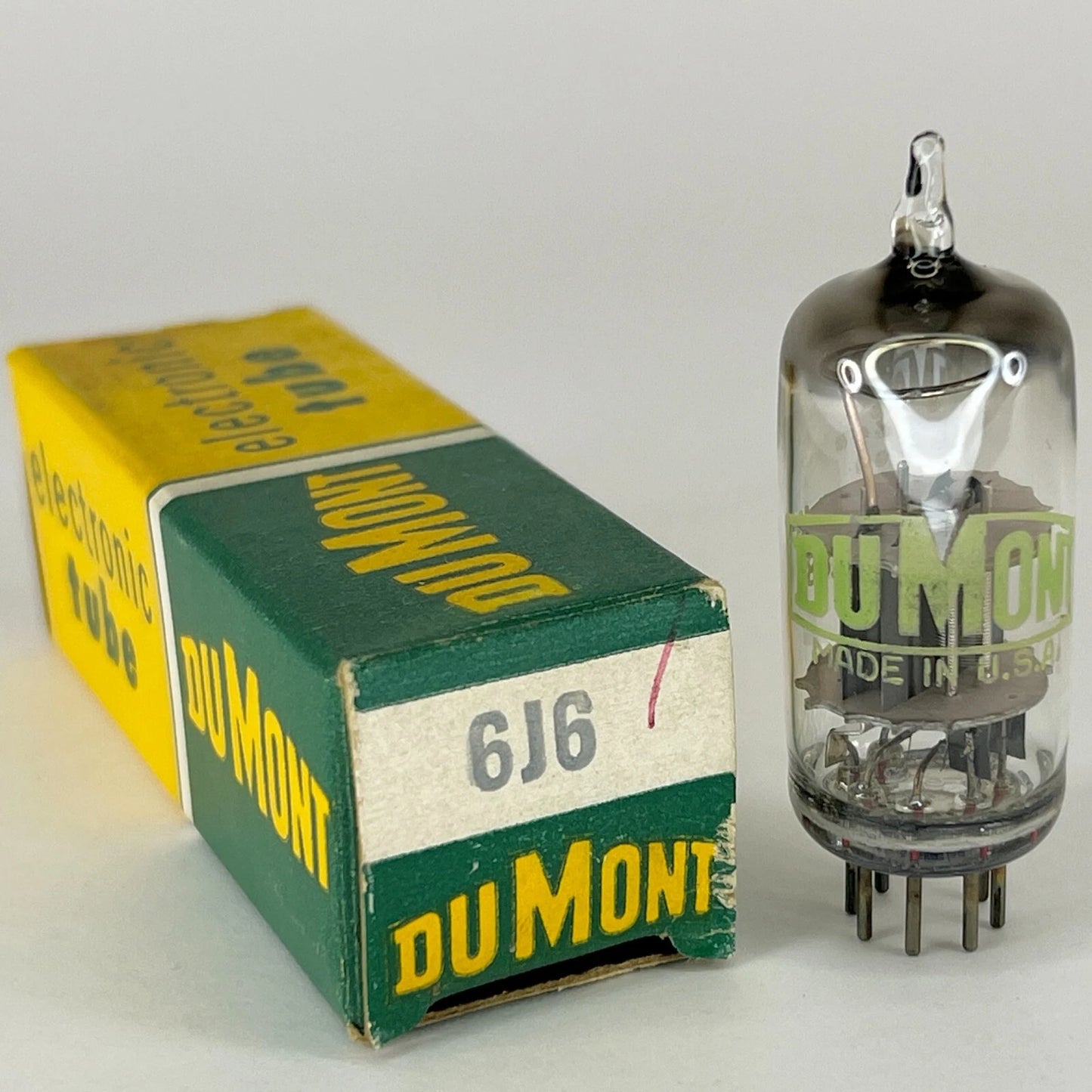 (1) Tested Strong Dumont 6J6 Tube with Box Date Code 57-43 Medium Mu Twin Triode