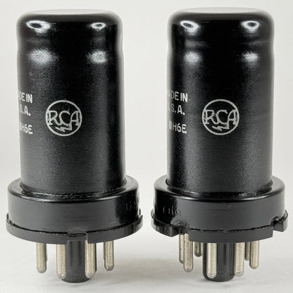 Matched Pair 1943 RCA JAN CRC 12SK7 Tubes Codes H6E RCA VT-131 Tubes (b)