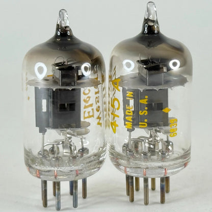 Tested Matched Pair 1968 Western Electric 415A Tubes Black Plate Codes 6852 6839