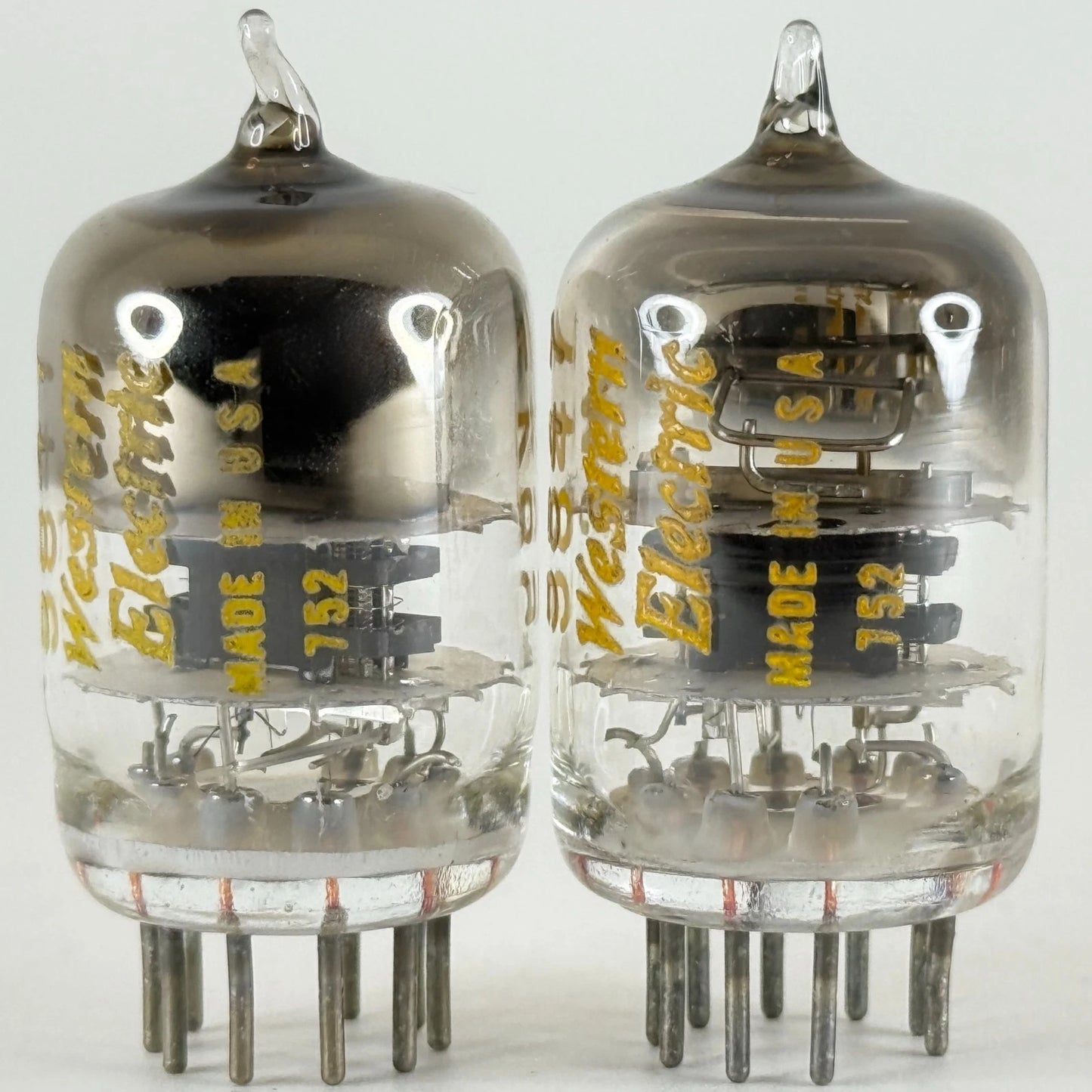 Tested Matched Pair 1947 Western Electric JW 5847 Tubes (404A) Codes 752 Angled