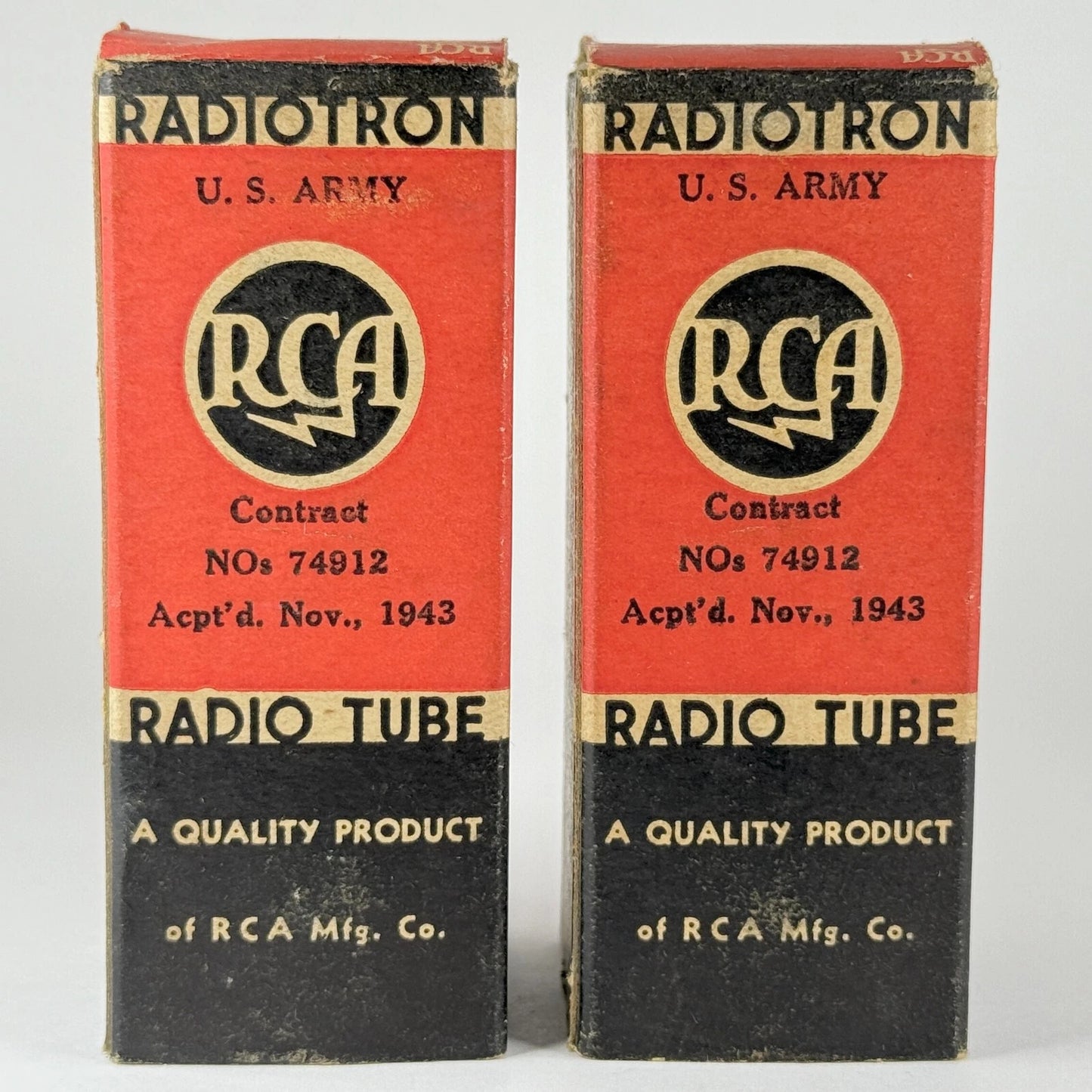 Matched Pair 1943 RCA JAN CRC 12SK7 Tubes Codes H6E RCA VT-131 Tubes (b)