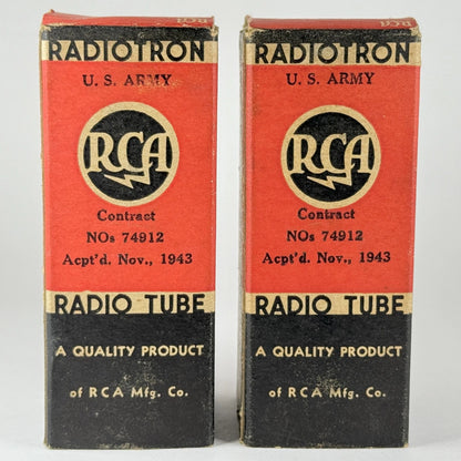 Matched Pair 1943 RCA JAN CRC 12SK7 Tubes Codes H6E RCA VT-131 Tubes (b)