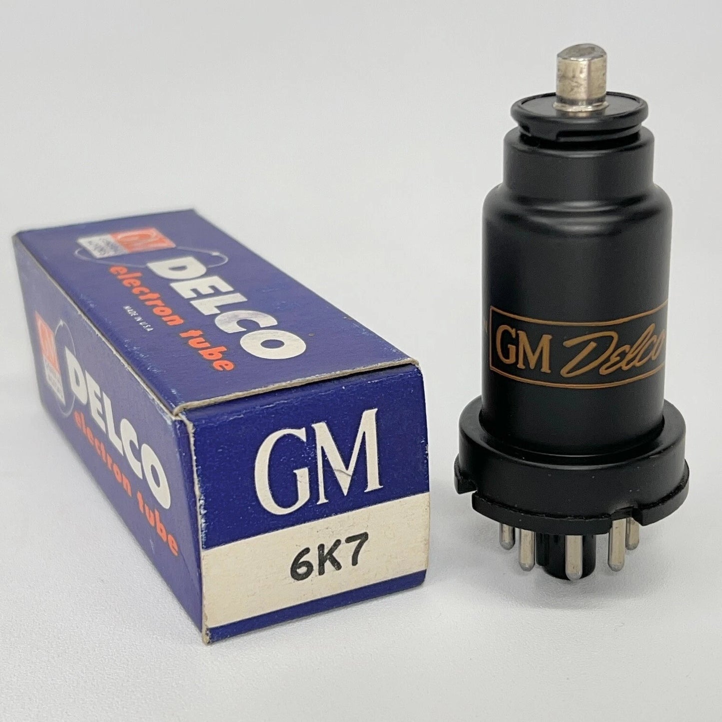 (1) Tested GM Delco 6K7 Tube with Box Remote Cut Off Pentode Metal Vacuum Tube