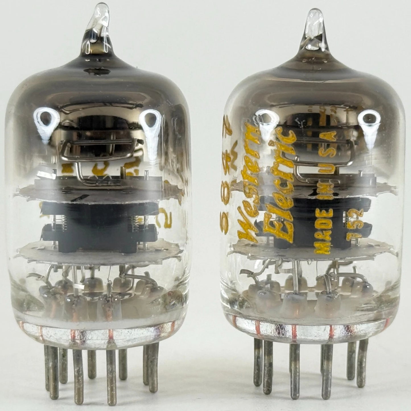 Tested Matched Pair 1947 Western Electric JW 5847 Tubes (404A) Codes 752 Angled